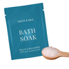 Load image into Gallery viewer, A teal bag that says &#39;Grace &amp; Able Bath Soak Relax &amp; Recharge 100% Pure Essential Oils&#39; next to a wooden spoon full of bath salt that is helpful for arthritis