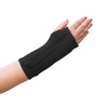 Inky Black Wrist Brace Cover worn by a woman with athritis over her Wrist Brace. The cover is made of recycled polyester. The background is white.